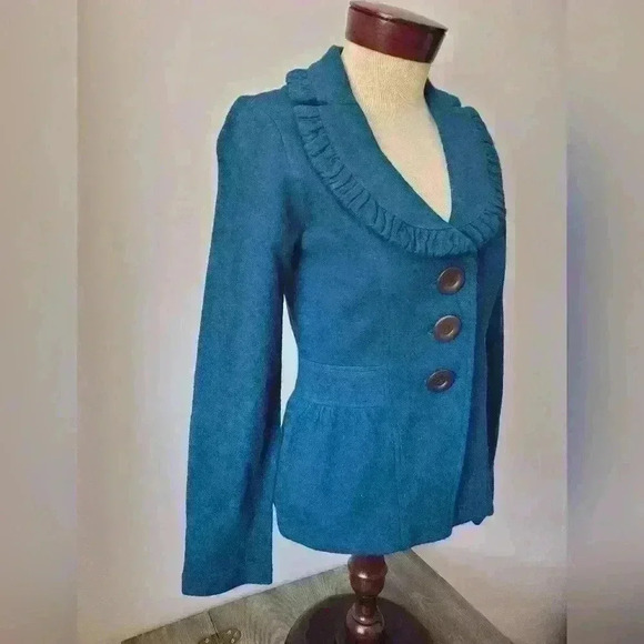 Luii 100%  wool jacket in teal. - Picture 2 of 8
